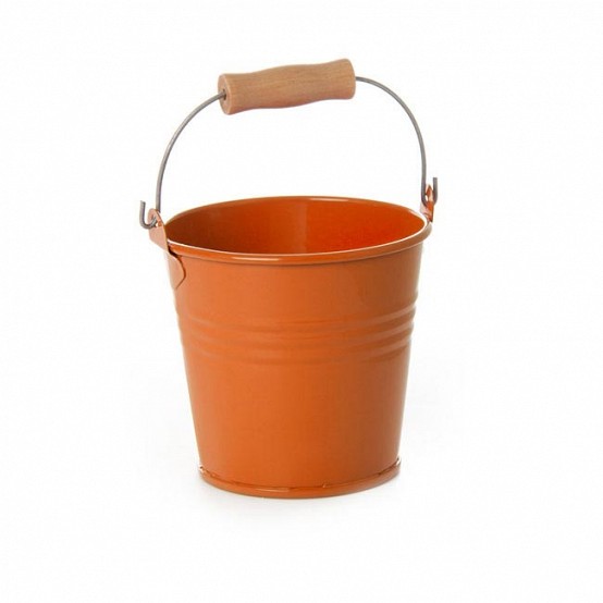 Orange Tin Bucket / Pail