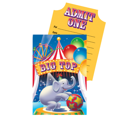 Big Top Circus  Party Invitations