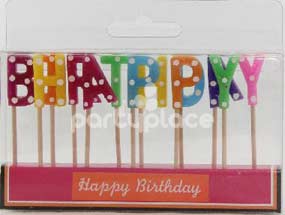 Happy Birthday Bright Polka Dot Candle