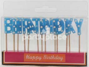 Happy Birthday Blue Polka Dot Candle