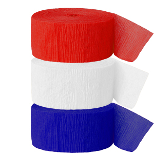 British Party  Blue, White and Red Crepe Streamers